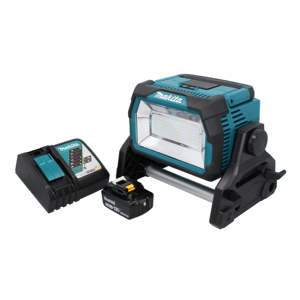 Makita DML 809 RT1 Projecteur de chantier LED sur batterie 18 V 10 000 lm + 1x batterie 5,0 Ah + chargeur