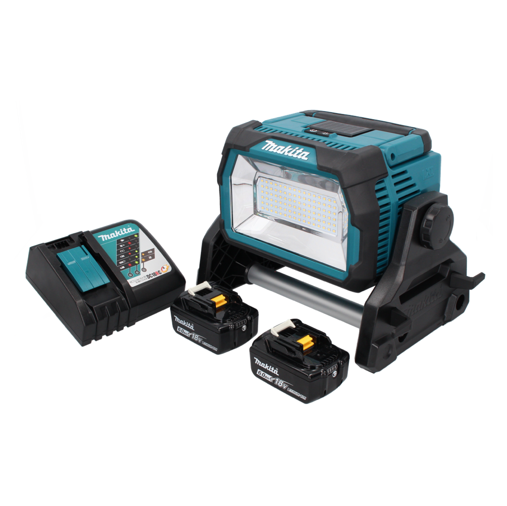 Makita DML 809 RG Akku LED Baustrahler 18 V 10000 lm + 2x Akku 6,0 Ah + Ladegerät