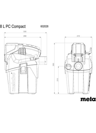 Metabo AS 18 L PC Aspirateur à batterie compact 18 V 6 l IPX4 classe de poussière L (602028850) solo humide et sec - sans batterie, sans chargeur