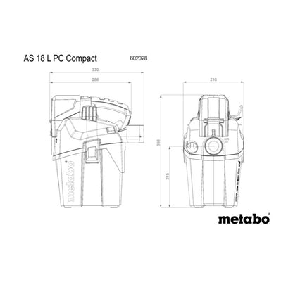 Metabo AS 18 L PC Compact Akku Sauger 18 V 6 l IPX4 Staubklasse L ( 602028850 ) Nass und Trocken Solo - ohne Akku, ohne Ladegerät