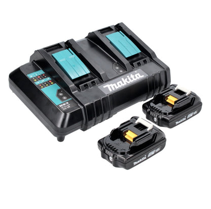 Kit d'alimentation Makita 18 V avec 2 batteries BL 1820 B 2,0 Ah (197254-9) + double chargeur DC 18 SH (199687-4)