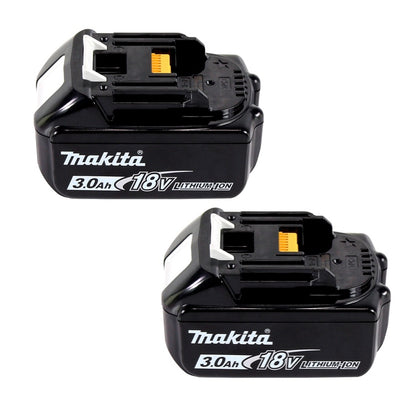 Kit source d'alimentation Makita 18 V avec 2 batteries BL 1830 B 3,0 Ah (197599-5) + double chargeur DC 18 SH (199687-4)