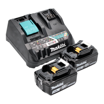 Kit d'alimentation Makita 18 V avec 2 batteries BL 1830 B 3,0 Ah (2x 197599-5) + chargeur multi-rapide DC 18 RE (198720-9)