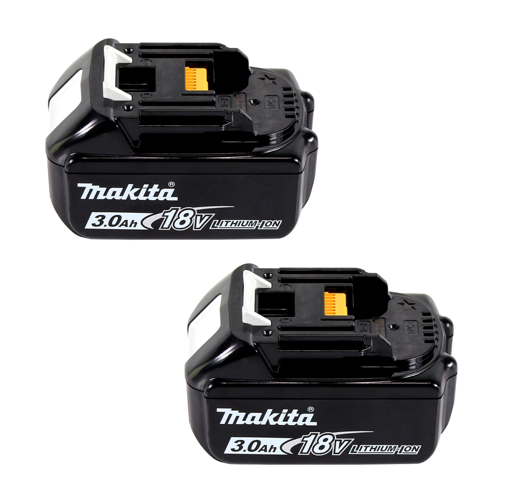 Kit source d'alimentation Makita 18 V avec 2x batterie BL 1830 B 3,0 Ah (2x 197599-5) + chargeur rapide multi DC 18 RE (198720-9) + Makpac