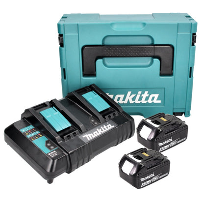 Kit source d'alimentation Makita 18 V avec 2 batteries BL 1840 B 4,0 Ah (197265-4) + double chargeur DC 18 SH (199687-4) + Makpac