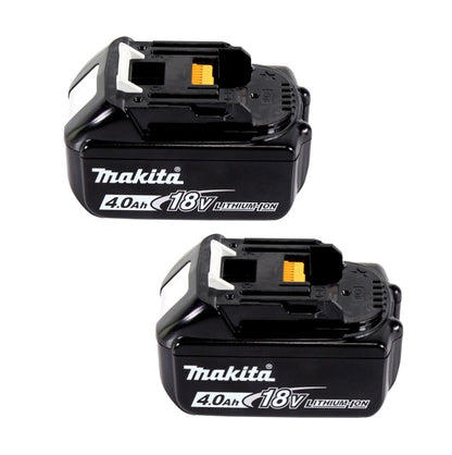 Kit source d'alimentation Makita 18 V avec 2 batteries BL 1840 B 4,0 Ah (197265-4) + double chargeur DC 18 SH (199687-4) + Makpac