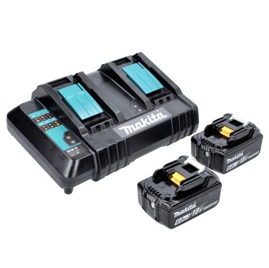 Kit d'alimentation Makita 18 V avec 2 batteries BL 1860 B 6,0 Ah (197422-4) + double chargeur DC 18 SH (199687-4)