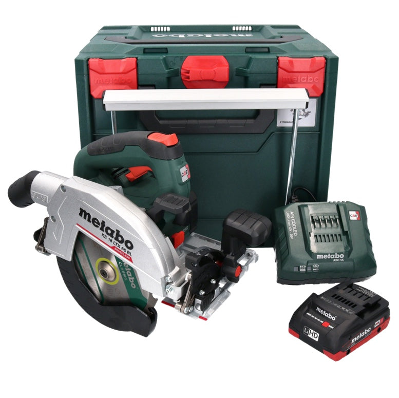 Scie circulaire sur batterie Metabo KS 18 LTX 66 BL 18 V 165 mm + 1x batterie 4,0 Ah + chargeur + métaBOX