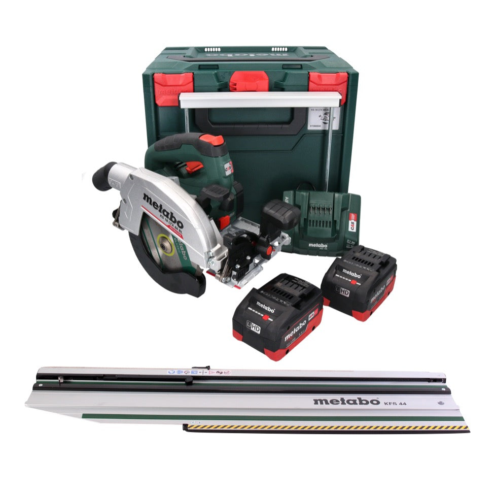 Metabo KS 18 LTX 66 BL Akku Handkreissäge 18 V 165 mm + 2x Akku 5,5 Ah + Ladegerät + Kappschiene + metaBOX