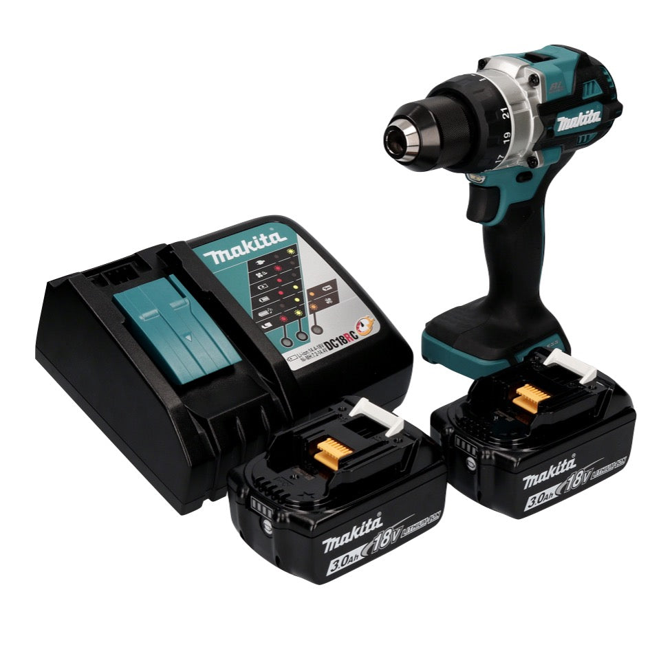 Makita DDF 486 RF perceuse-visseuse sans fil 18 V 130 Nm sans balai + 2x batteries 3,0 Ah + chargeur