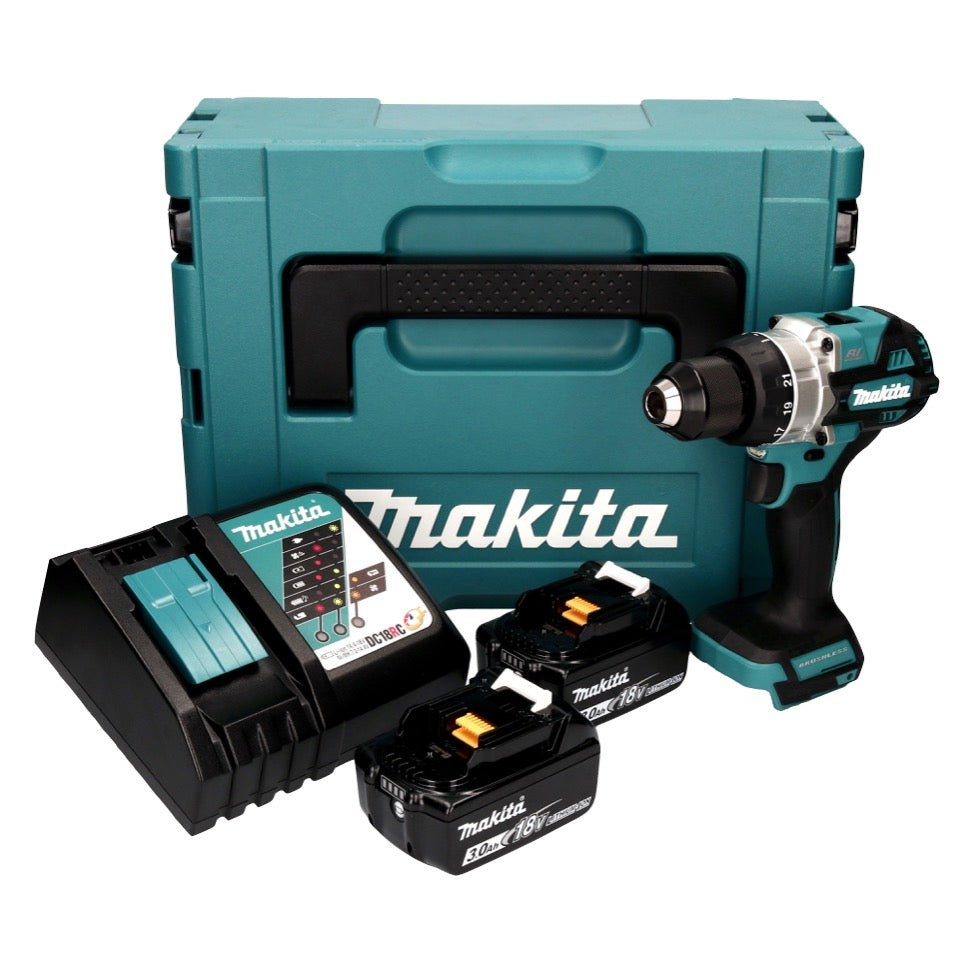 Makita DDF 486 RFJ perceuse-visseuse sans fil 18 V 130 Nm sans balais + 2x batteries 3,0 Ah + chargeur + Makpac