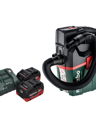 Metabo AS 18 HEPA PC Aspirador de batería compacto 18 V 6 l Aspirador en seco y húmedo con función de soplado + 2 baterías 8,0 Ah + cargador