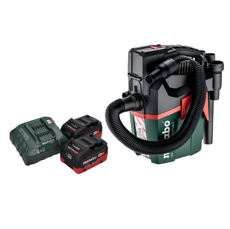 Metabo AS 18 HEPA PC Aspirateur à batterie compact 18 V Aspirateur eau et poussière 6 l avec fonction soufflante + 2x batteries 8,0 Ah + chargeur