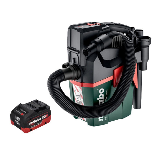 Metabo AS 18 HEPA PC Compact Akku Sauger 18 V 6 l Nass und Trocken Sauger mit Blasfunktion + 1x Akku 10,0 Ah - ohne Ladegerät