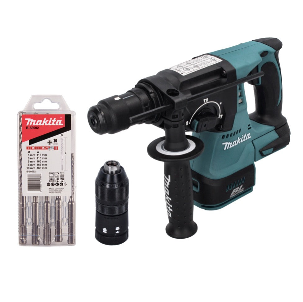 Makita DHR 243 Z marteau perforateur sans fil 18 V 2,0 J SDS plus sans balais + jeu de 5 perceuses - sans batterie, sans chargeur