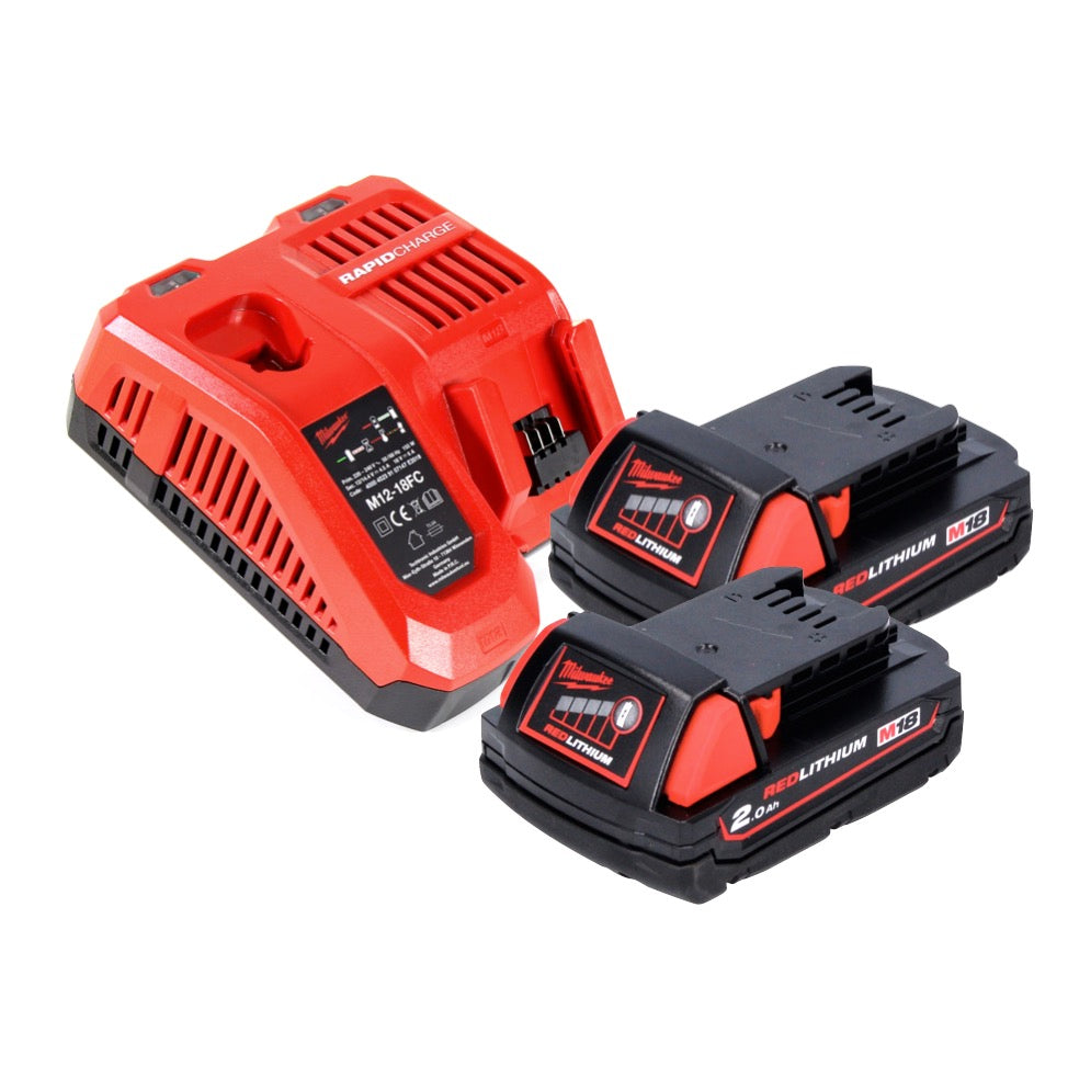 Milwaukee M18 FMT-202X outil multifonction à batterie FUEL 18 V sans balais + 2x batteries 2,0 Ah + chargeur + jeu d'accessoires 7 pièces + coffret HD