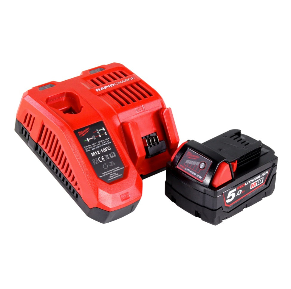 Milwaukee M18 FMT-501X outil multifonction à batterie FUEL 18 V sans balais + 1x batterie 5,0 Ah + chargeur + jeu d'accessoires 7 pièces + coffret HD