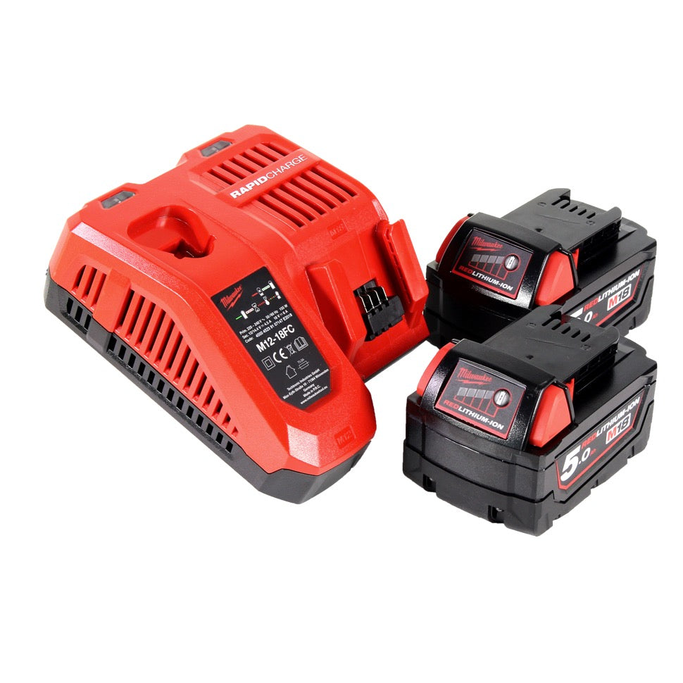 Milwaukee M18 FMT-502X FUEL Akku Multitool 18 V Brushless + 2x Akku 5,0 Ah + Ladegerät + 7 tlg. Zubehör Set + HD Box