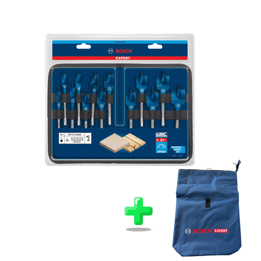 Bosch EXPERT SelfCut Speed ​​​​jeu de forets à fraiser plats 13 pièces + sac à dos Bosch Expert