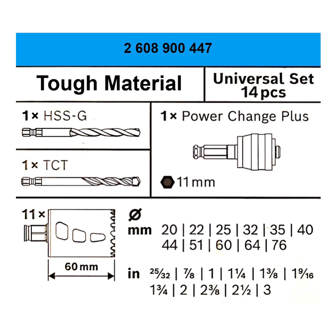 Bosch EXPERT Tough Material Lochsägen Set 20 - 76 mm 14 tlg. ( 2608900447 ) Carbide Universal - Nachfolger von 2608594185