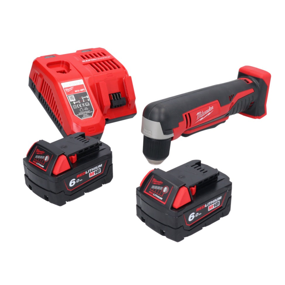 Perceuse d'angle sans fil Milwaukee C18 RAD-602FC 18 V 20 Nm + 2x batteries 6,0 Ah + chargeur