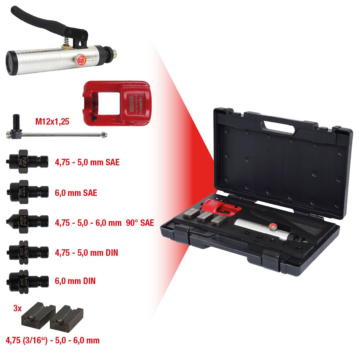 KS TOOLS Universal-Bördelgerät-Satz, 11-tlgFlarefix II ( 122.1260 ) - Toolbrothers