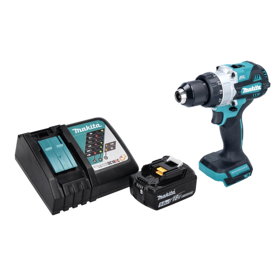 Makita DHP 486 RT1 perceuse à percussion sans fil 18 V 130 Nm sans balai + 1x batterie 5,0 Ah + chargeur