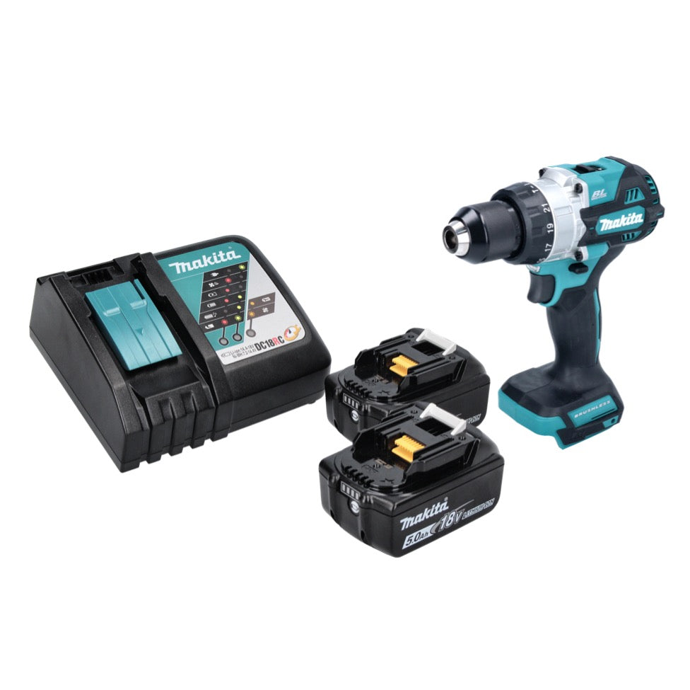 Makita DHP 486 RT perceuse à percussion sans fil 18 V 130 Nm sans balai + 2x batteries 5,0 Ah + chargeur