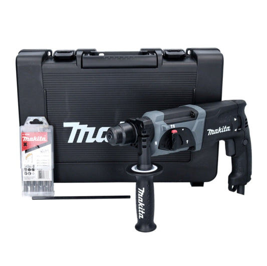 Makita HR 2470 BX40 marteau combiné noir 780 watts SDS-plus 2,4 J + jeu de forets SDS-plus 5 pièces + coffret