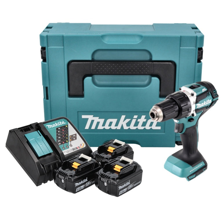 Makita DDF 484 RT3J perceuse-visseuse sans fil 18 V 54 Nm sans balais + 3 batteries 5,0 Ah + chargeur + Makpac