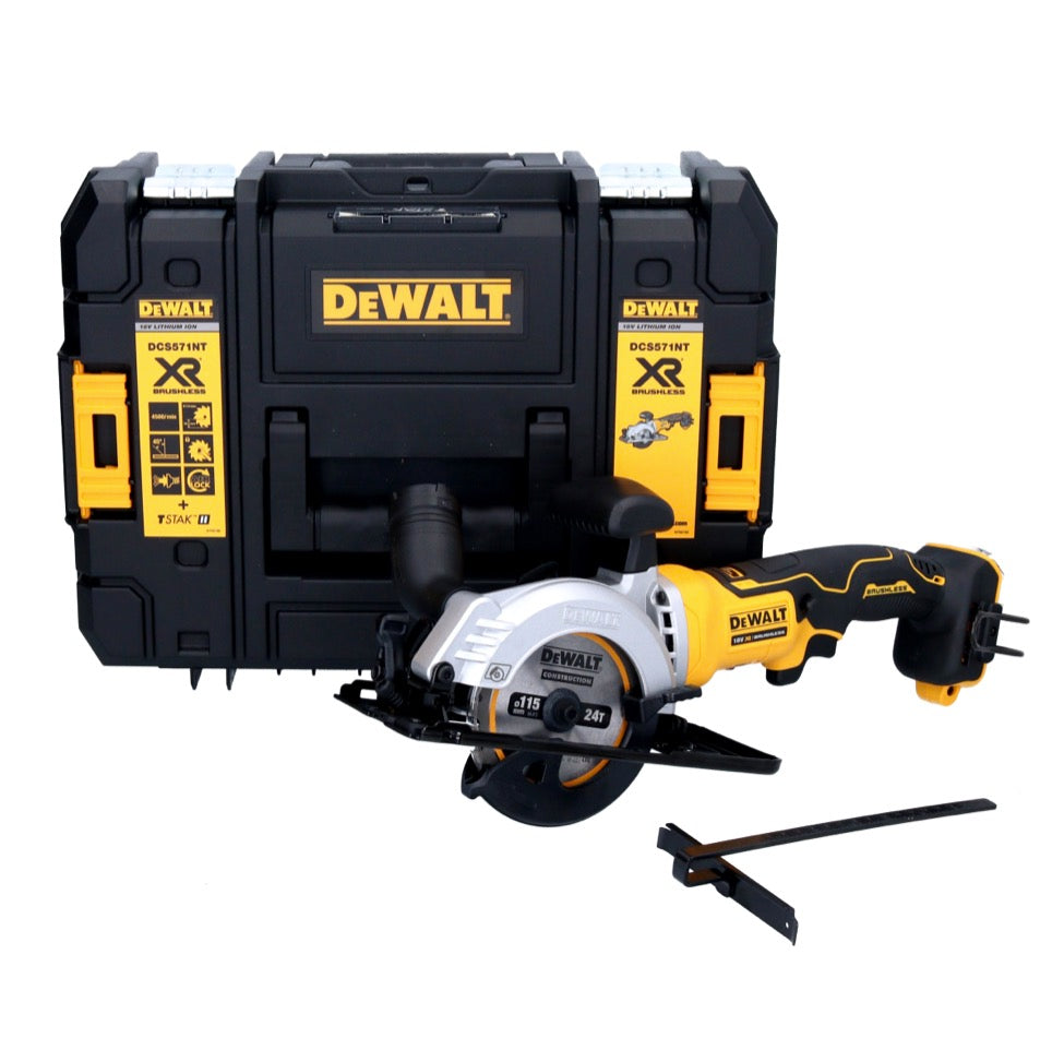 Scie circulaire sans fil DeWalt DCS 571 NT 18 V 115 mm sans balais + TSTAK - sans batterie, sans chargeur