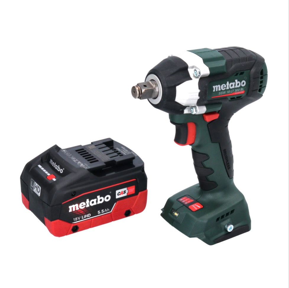 Visseuse à chocs sans fil Metabo SSW 18 LT 300 BL 18 V 300 Nm 1/2" sans balais + 1x batterie 5,5 Ah - sans chargeur