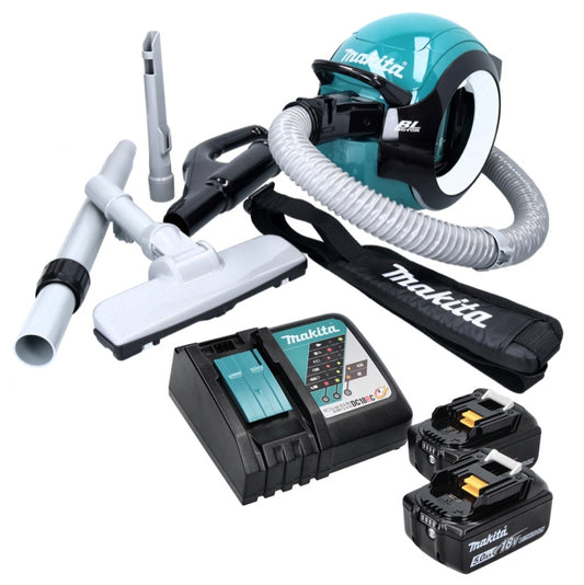 Makita DCL 501 RT Akku Staubsauger 18 V Brushless + 2x Akku 5,0 Ah + Ladegerät + Zubehör