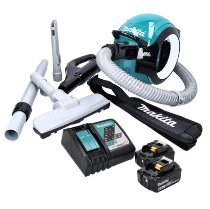 Aspirateur sans balais Makita DCL 501 RG 18 V + 2 batteries 6,0 Ah + chargeur + accessoires