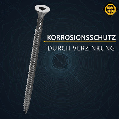 FORTE Tools Universal Holzschraube 3,0 x 30 mm T10 500 Stk. ( 000040113859 ) silber verzinkt Torx Senkkopf Vollgewinde - Toolbrothers