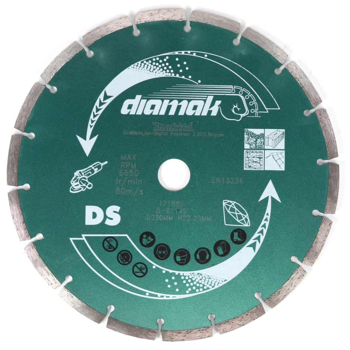 Disque à tronçonner diamanté Makita Diamak 230 x 22,23 mm 10 pièces (D-61145-10) pour pierre, béton