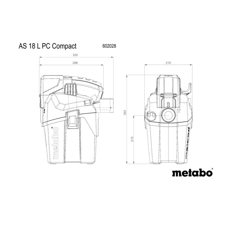 Metabo AS 18 L PC Aspirateur à batterie compact 18 V 6 l IPX4 classe de poussière L humide et sec + 1x batterie 5,5 Ah - sans chargeur