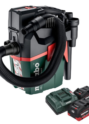 Metabo AS 18 L PC Aspirateur à batterie compact 18 V 6 l IPX4 classe de poussière L humide et sec + 2x batteries 5,5 Ah + chargeur