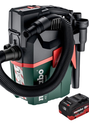 Metabo AS 18 L PC Aspirateur à batterie compact 18 V 6 l IPX4 classe de poussière L humide et sec + 1x batterie 8,0 Ah - sans chargeur