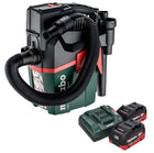 Metabo AS 18 L PC Aspirateur à batterie compact 18 V 6 l IPX4 classe de poussière L humide et sec + 2x batteries 8,0 Ah + chargeur