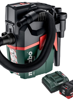 Metabo AS 18 L PC Aspirateur à batterie compact 18 V 6 l IPX4 classe de poussière L humide et sec + 1x batterie 10,0 Ah + chargeur