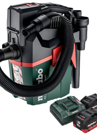 Metabo AS 18 L PC Aspirateur à batterie compact 18 V 6 l IPX4 classe de poussière L humide et sec + 2x batteries 10,0 Ah + chargeur