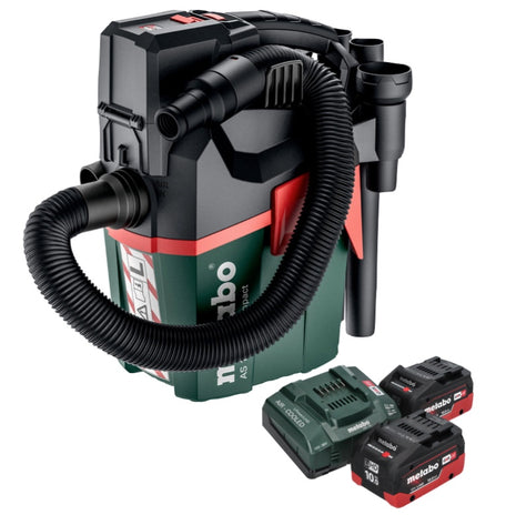 Metabo AS 18 L PC Aspirateur à batterie compact 18 V 6 l IPX4 classe de poussière L humide et sec + 2x batteries 10,0 Ah + chargeur