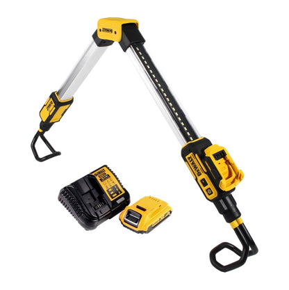 DeWalt DCL 045 D1 lampe à batterie éclairage de voiture LED 12/18 V 1700 lm support rotatif 0-360 degrés + 1x batterie 2,0 Ah + chargeur