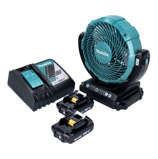 Makita DCF 102 RA Akku Ventilator Lüfter 18 V 18 cm + 2x Akku 2,0 Ah + Ladegerät