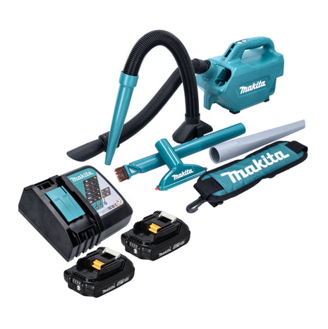 Aspirateur sans fil Makita DCL 184 RA 18 V 54 mbar 0,5 l + 2x batteries 2,0 Ah + chargeur