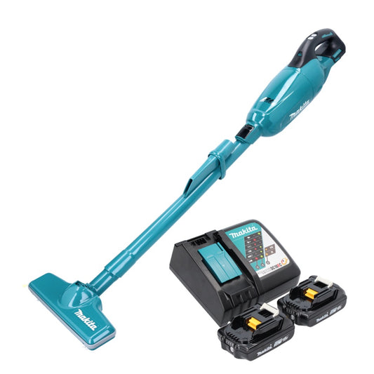 Aspirateur à batterie Makita DCL 281 FRA 18 V sans balais + 2x batteries 2,0 Ah + chargeur