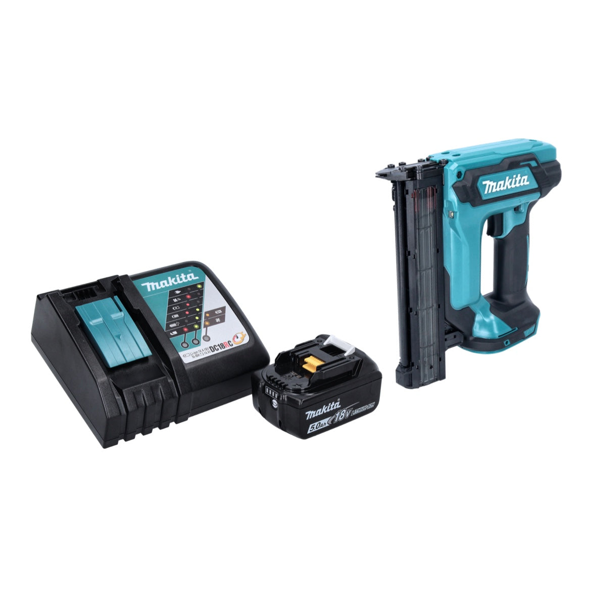 Makita DFN 350 RT1 Akku Stauchkopfnagler 18 V 15 - 35 mm + 1x Akku 5,0 Ah + Ladegerät