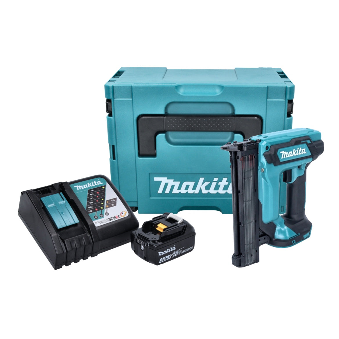 Cloueur à tête d'emballage sur batterie Makita DFN 350 RM1J 18 V 15 - 35 mm + 1x batterie 4,0 Ah + chargeur + Makpac