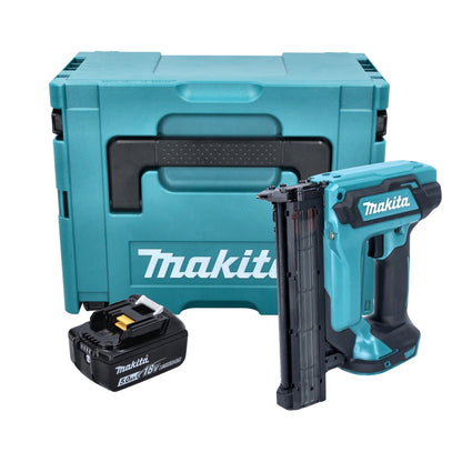 Makita DFN 350 T1J Cloueur à tête d'emballage avec batterie 18 V 15 - 35 mm + 1x batterie 5,0 Ah + Makpac - sans chargeur